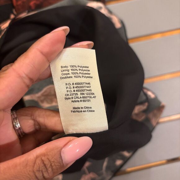 Wilfred Pozzi Dress Women's Medium Multi Leaf Print Long Sleeve Tie Back - Picture 8 of 9